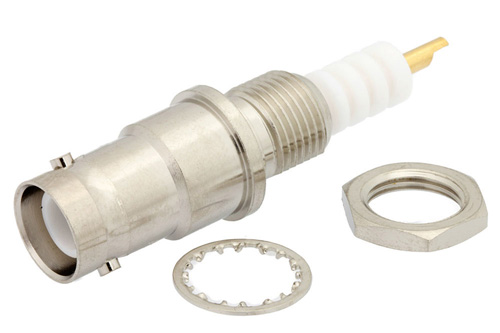 Pasternack PE4239 SHV插孔式直型穿墙连接器，焊接附件，焊杯端子