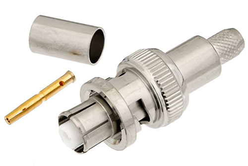 Pasternack PE4343 SHV 插头连接器压接/焊接附件，适用于 RG59B/U、RG62、RG71