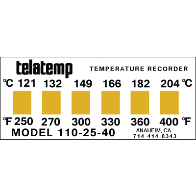加拿大Telatemp 110系列不可逆温度标签telatemp 110-25-40变温纸